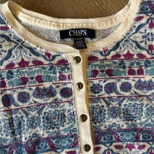 Chaps Blue and Purple Patterned Button-Up Shirt